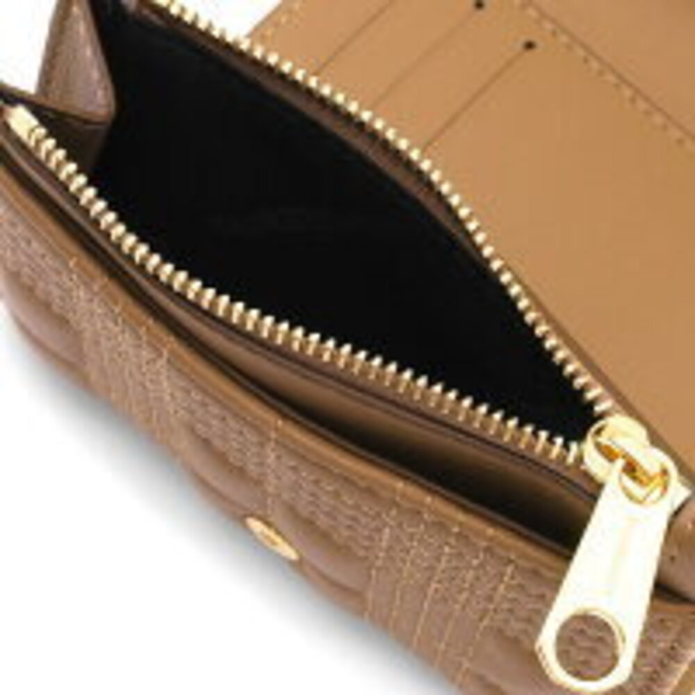 Burberry Wallet Check Compact Camel Brown Lola Beige Trifold Quilted - Picture 3 of 5